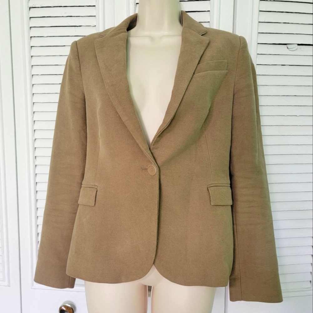 COPY - Zara Basic Suede like Tan Blazer Jacket w contrasting elbow patches sz …